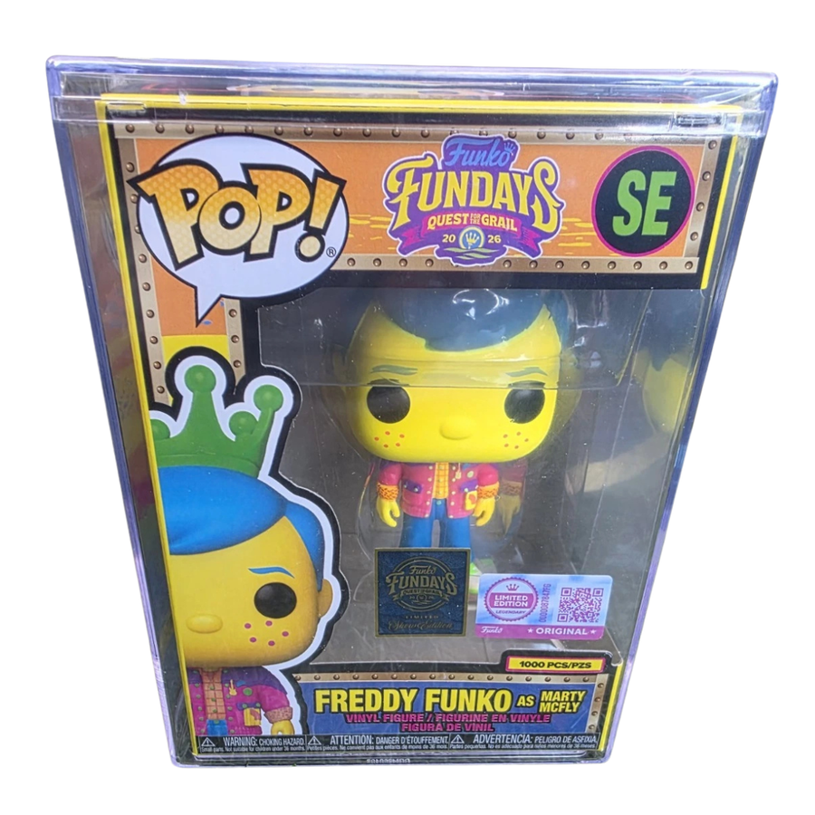 Fundays: Quest for the Grail - Atlantis 2026 Freddy Funko as Back to the Future Marty McFly (Blacklight) with Protector & Guaranteed Mint LE1000