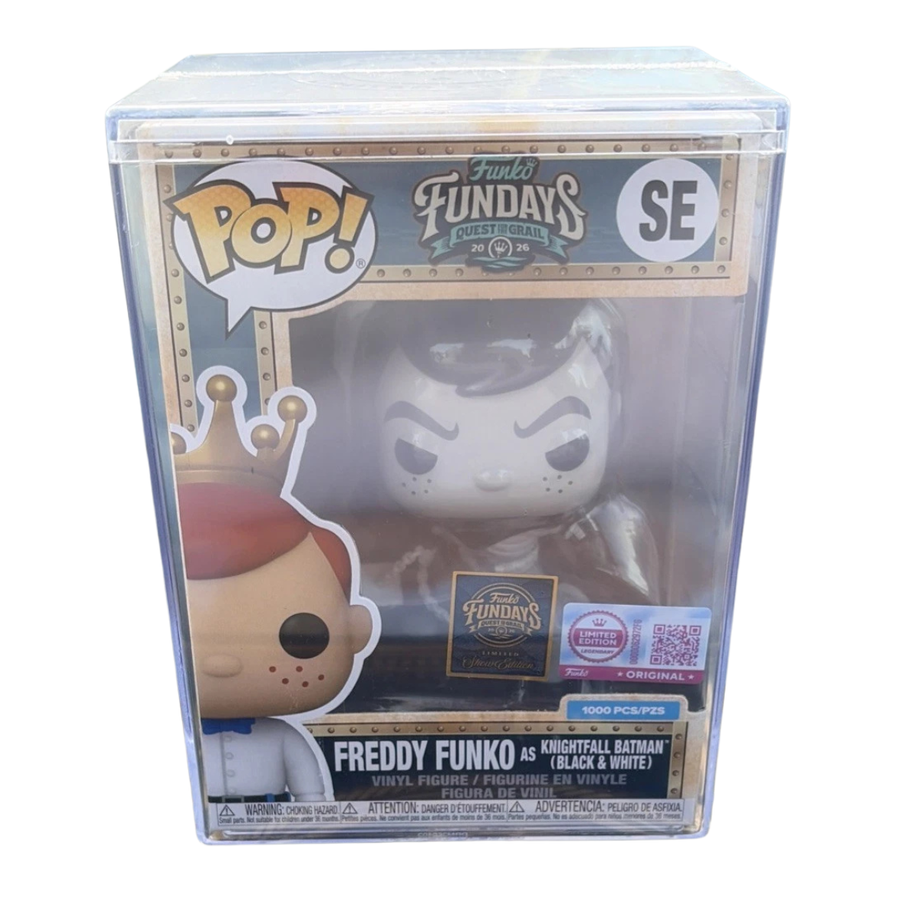 Fundays: Quest for the Grail - Atlantis 2026 Freddy Funko as Knightfall Batman (Black & White) with Protector & Guaranteed Mint LE1000