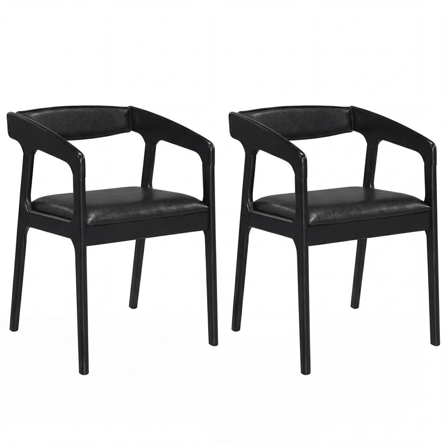 Upholstered Armchairs Set of 2 with Cozy Backrest and Padded Seat Cushion-Brown