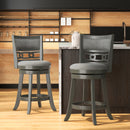 26" Counter Height Bar Chair with Wooden Frame Swivel Seat and Footrest for Pub Bar Restaurant
