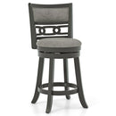 26" Counter Height Bar Chair with Wooden Frame Swivel Seat and Footrest for Pub Bar Restaurant