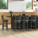 26" Counter Height Bar Chair with Wooden Frame Swivel Seat and Footrest for Pub Bar Restaurant
