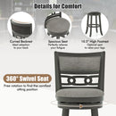 26" Counter Height Bar Chair with Wooden Frame Swivel Seat and Footrest for Pub Bar Restaurant