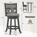 26" Counter Height Bar Chair with Wooden Frame Swivel Seat and Footrest for Pub Bar Restaurant