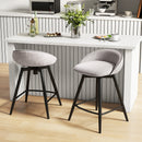 Upholstered Bar Stools Set of 2 with Footrest and Backrest