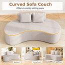 Upholstered Curved Sofa with 2 Cozy Pillows
