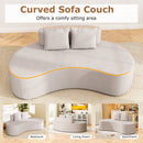 Upholstered Curved Sofa with 2 Cozy Pillows