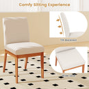 Upholstered Dining Chairs Set of 2 Kitchen Armless Side Chairs with Rubber Wood Legs-Beige