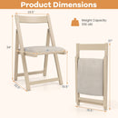 Folding Upholstered Dining Chair Set of 4 with Curved Backrest