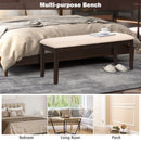 Upholstered Ottoman Bench with Padded Cushion-Beige