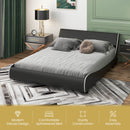 Upholstered Platform Bed Frame Low Profile Faux Leather with Curved Headboard