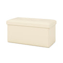 Upholstered Rectangle Footstool with PVC Leather Surface and Storage Function
