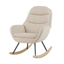 Upholstered Rocking Chair Nursery Glider Rocker with Padded Backrest and Seat-Beige