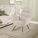 Upholstered Rocking Chair Nursery Glider Rocker with Padded Backrest and Seat-Beige