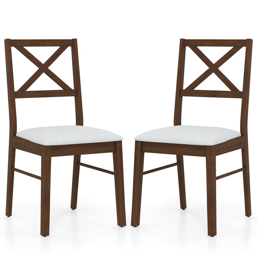 Upholstered Side Dining Chairs Set of 2 with Rubber Wood Frame