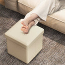 Upholstered Square Footstool with PVC Leather Surface for Bedroom