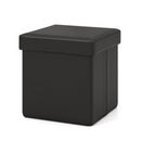 Upholstered Square Footstool with PVC Leather Surface for Bedroom