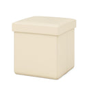 Upholstered Square Footstool with PVC Leather Surface for Bedroom