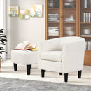 Upholstered Teddy Velvet Club Barrel Chair with Ottoman with Footrest