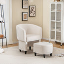 Upholstered Velvet Barrel Chair with Ottoman