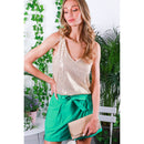 V-Neck Cut Back Sleeveless Sequin Tank Top  [Available in Sizes SM-L]