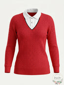 Ralph Lauren Women's Active Golf 2 Cable Knit Sweater, Size XL/Red