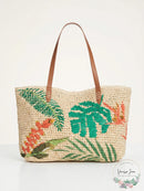 I.N.C. Beach Summer Vacation Tropical Straw Tote