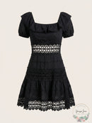Free People Womens Cruel Intentions Crochet-Lace Mini Dress, Black, Size 2