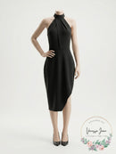 Stylestalker Womens Lana Asymmetric Halter Cocktail Dress,Size Small/Noir