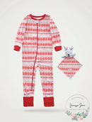 Max & Olivia Baby Girls 2-Pc. Fair-Isle-Print Pajama & Deer Blankie Baby Set