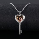Custom Photo Heart Key Necklace – Personalized Key & Heart Pendant | Upload Your Photo
