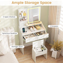 Vanity Desk LED Lighted Makeup Table with 3 Color Modes-White
