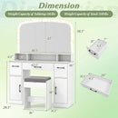 Vanity Desk Makeup Table with Stool 3-Color Lights and Charging Station