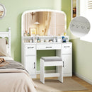 Vanity Desk Makeup Table with Stool 3-Color Lights and Charging Station
