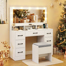 Vanity Desk with Mirror and Lights Makeup Table with Power Outlets