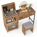 Vanity Desk with Lighted Mirror & Jewelry Storage