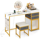 Vanity Desk with Rotatable Lighted Mirror 55 Inch Makeup Vanity Table-White