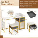 Vanity Desk with Rotatable Lighted Mirror 55 Inch Makeup Vanity Table-White