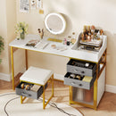 Vanity Desk with Rotatable Lighted Mirror 55 Inch Makeup Vanity Table-White