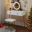 Vanity Desk with with Lighted Adjustable Mirror for Bedroom