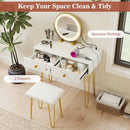Vanity Desk with with Lighted Adjustable Mirror for Bedroom
