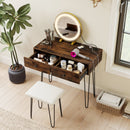 Vanity Desk with with Lighted Adjustable Mirror for Bedroom