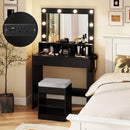 Vanity Table Set with Lighted Mirror and Cushion Stool