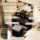 Vanity Table Set with Lighted Mirror and Cushion Stool