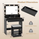Vanity Table Set with Lighted Mirror and Cushion Stool