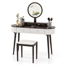Makeup Vanity Table with LED Mirror and 3 Drawers