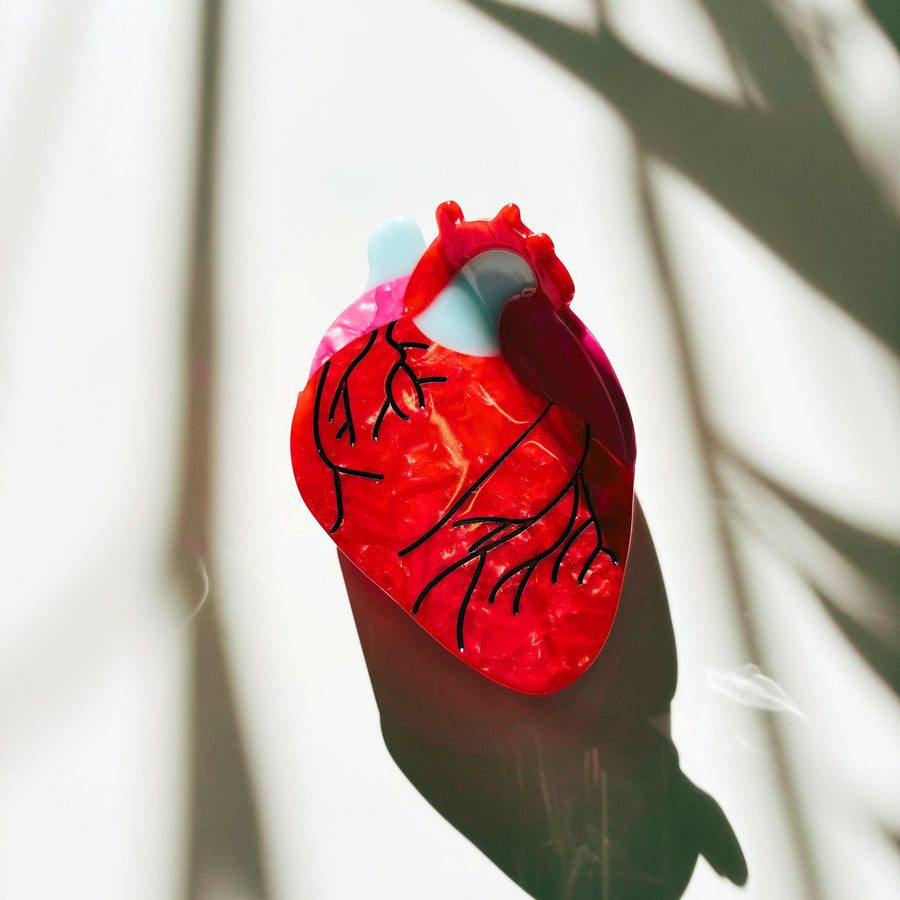 Velvet Claws Anatomical Heart Hair Clip | Red Heart Shaped Claw Clip