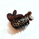Velvet Claws Coiled Snake Claw in Brown Gold and Red Hair Clip | Claw Clip in Velvet Travel Bag