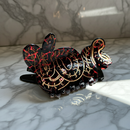 Velvet Claws Coiled Snake Claw in Brown Gold and Red Hair Clip | Claw Clip in Velvet Travel Bag