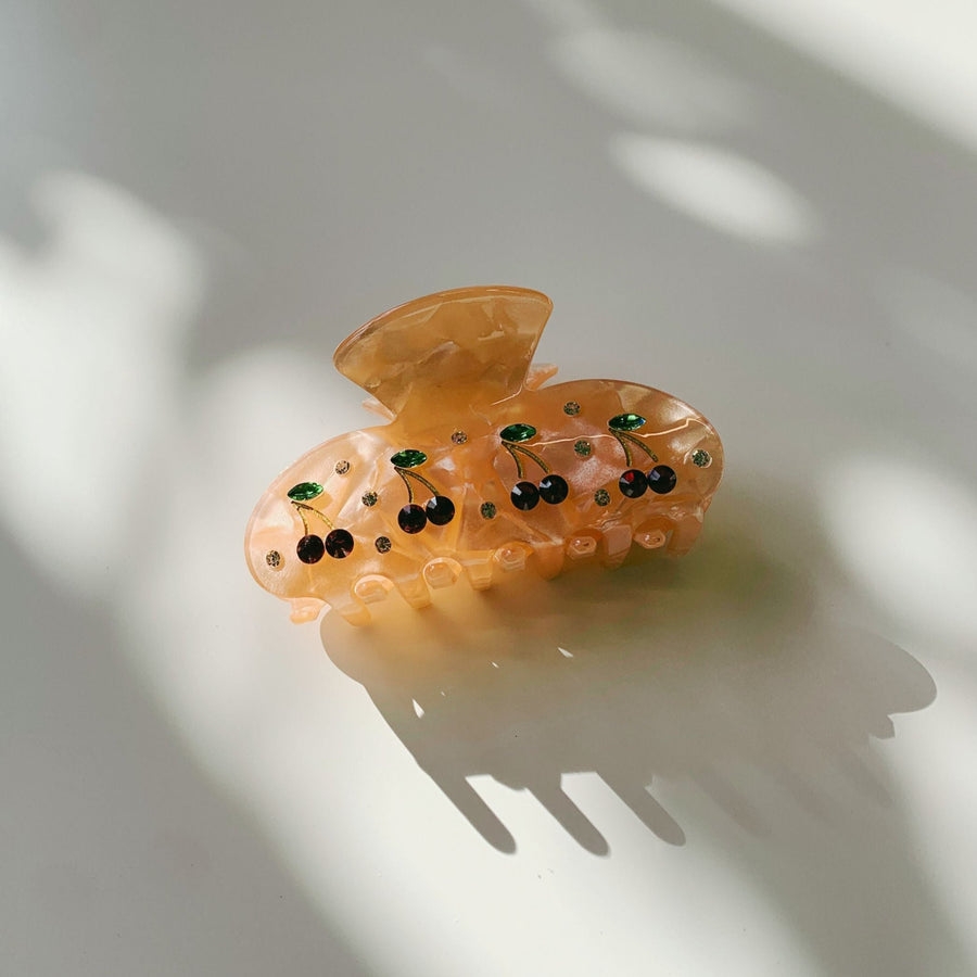 Velvet Claws Hair Clip | Cherries in Crystal Orange Hair Claw